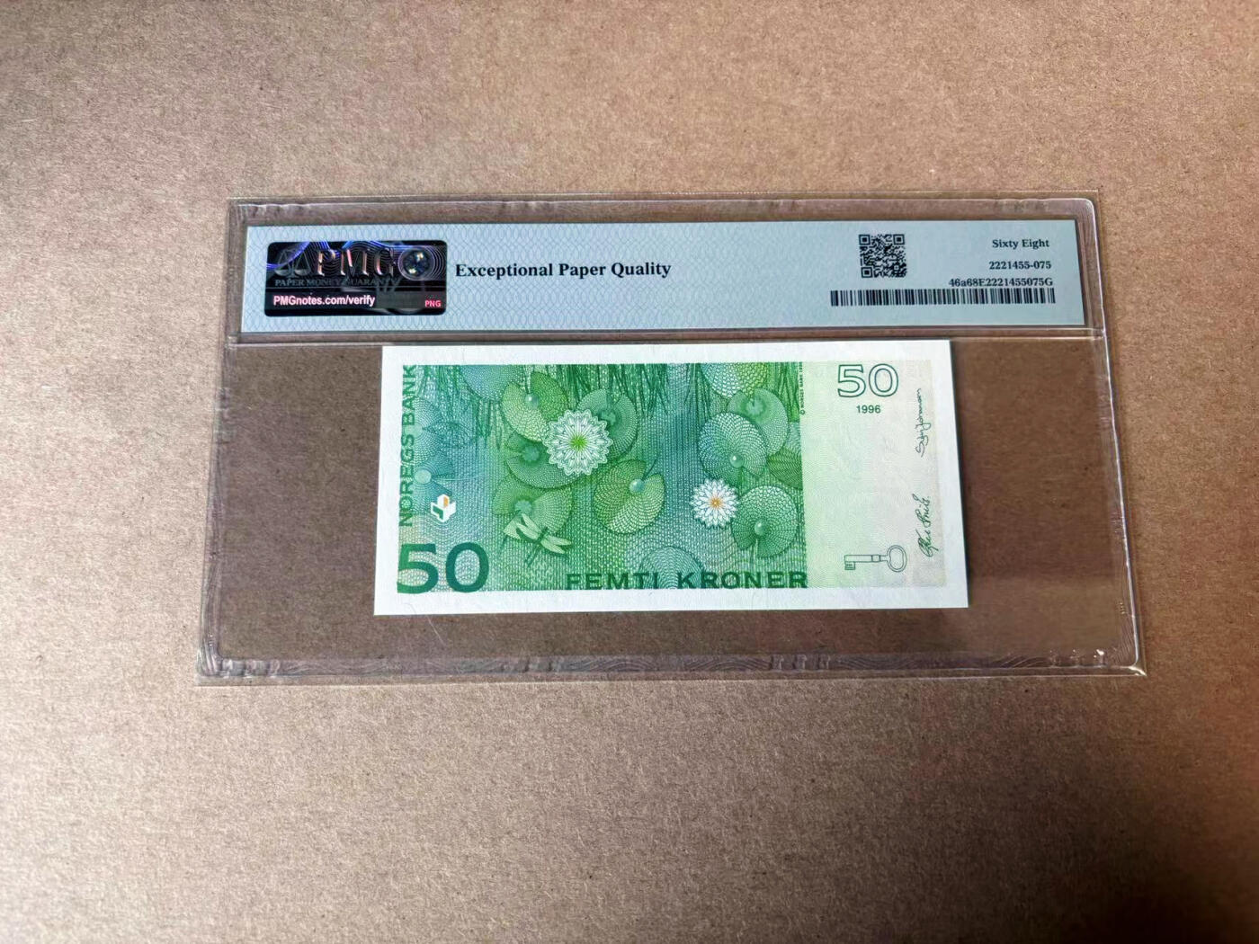 【Blue Auction】✨世界纸币精拍第594期【精】 【a版无47】挪威 1996-98年50克朗 PMG68EPQ 超高分
