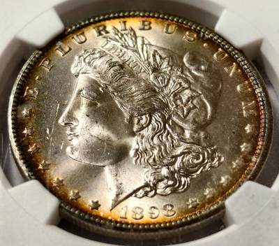 紫瑗钱币——第472期 - 美国 1898年 O版 摩根 大头妹1美元 银币 NGC MS64 略环彩