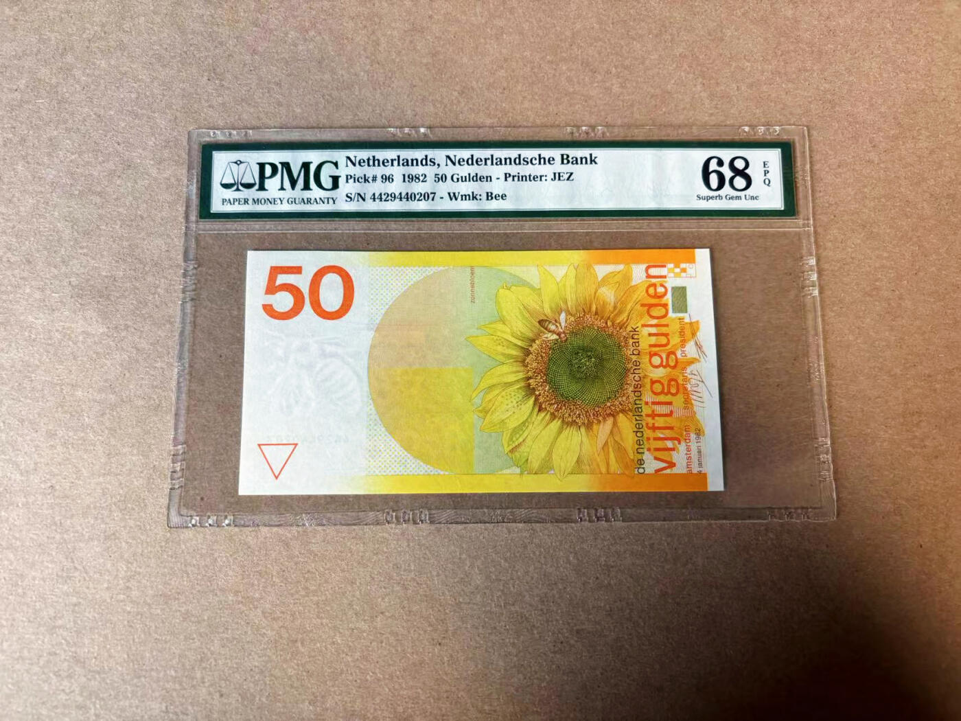 【Blue Auction】✨世界纸币精拍第594期【精】 荷兰 1982年50盾 向日葵 PMG68EPQ 超高分