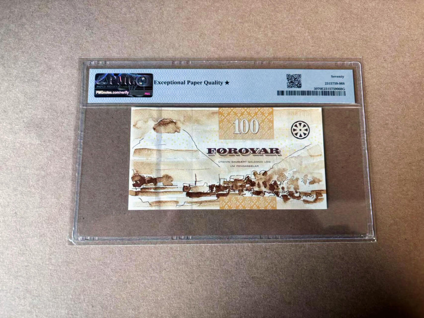 【Blue Auction】✨世界纸币精拍第594期【精】 【无47 满分】法罗群岛 2011年100克朗 PMG70EPQ星星 