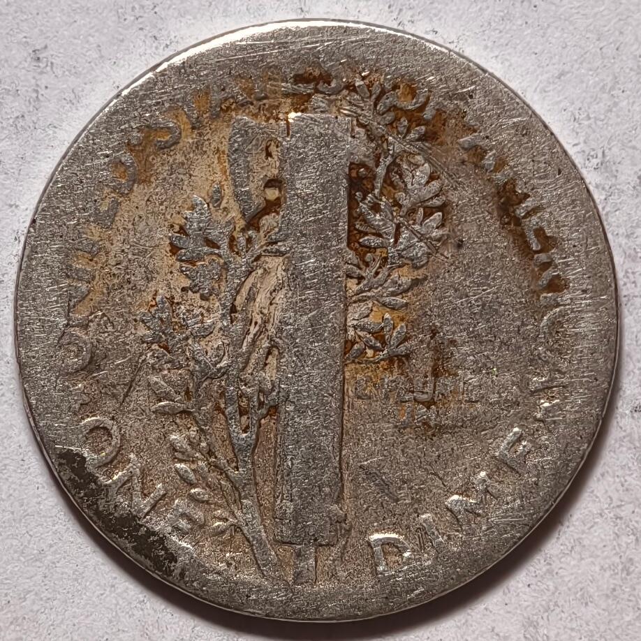 紫瑗钱币——第472期 美国 1917年 墨丘比利 小飞侠 10美分 2.5克 0.9银