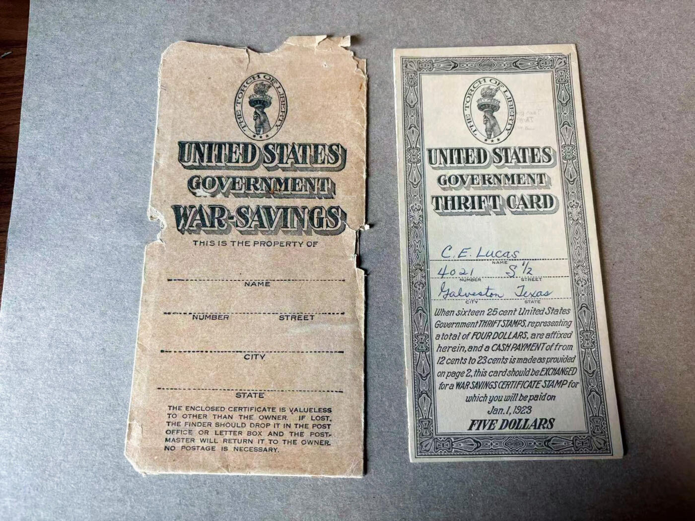 【Blue Auction】✨世界纸币精拍第594期【精】  美国政府1923年储蓄卡  百年前文物级别  品相如图