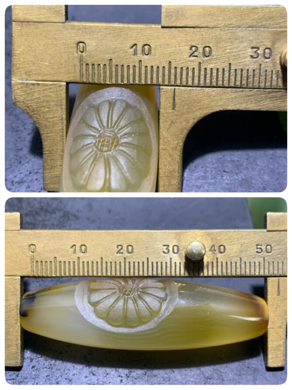 精美亚光高玉化巴西玛瑙手工俏色巧雕太阳花桶珠一个！