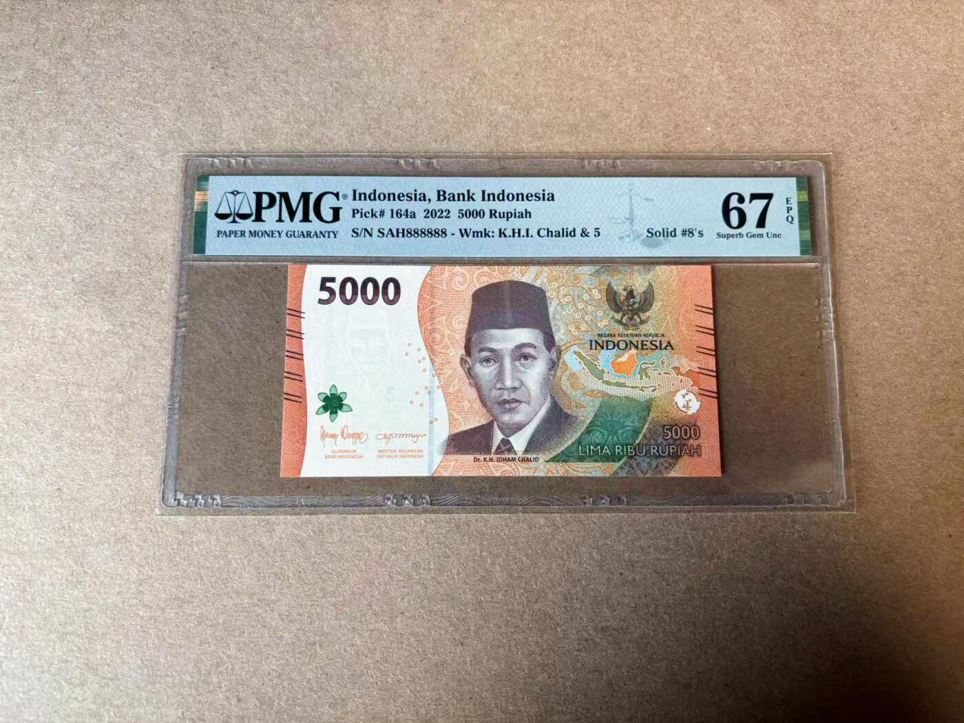 【Blue Auction】✨世界纸币精拍第594期【精】 【全同8】印尼 2022年5000卢比 PMG67EPQ高分