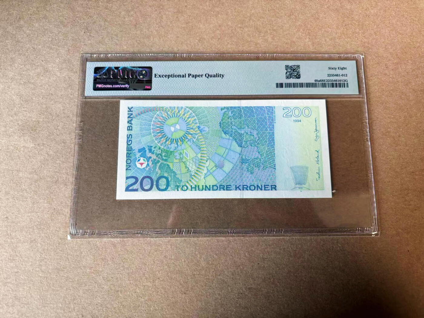 【Blue Auction】✨世界纸币精拍第594期【精】 【a版】挪威 1994年200克朗 PMG68EPQ 超高分