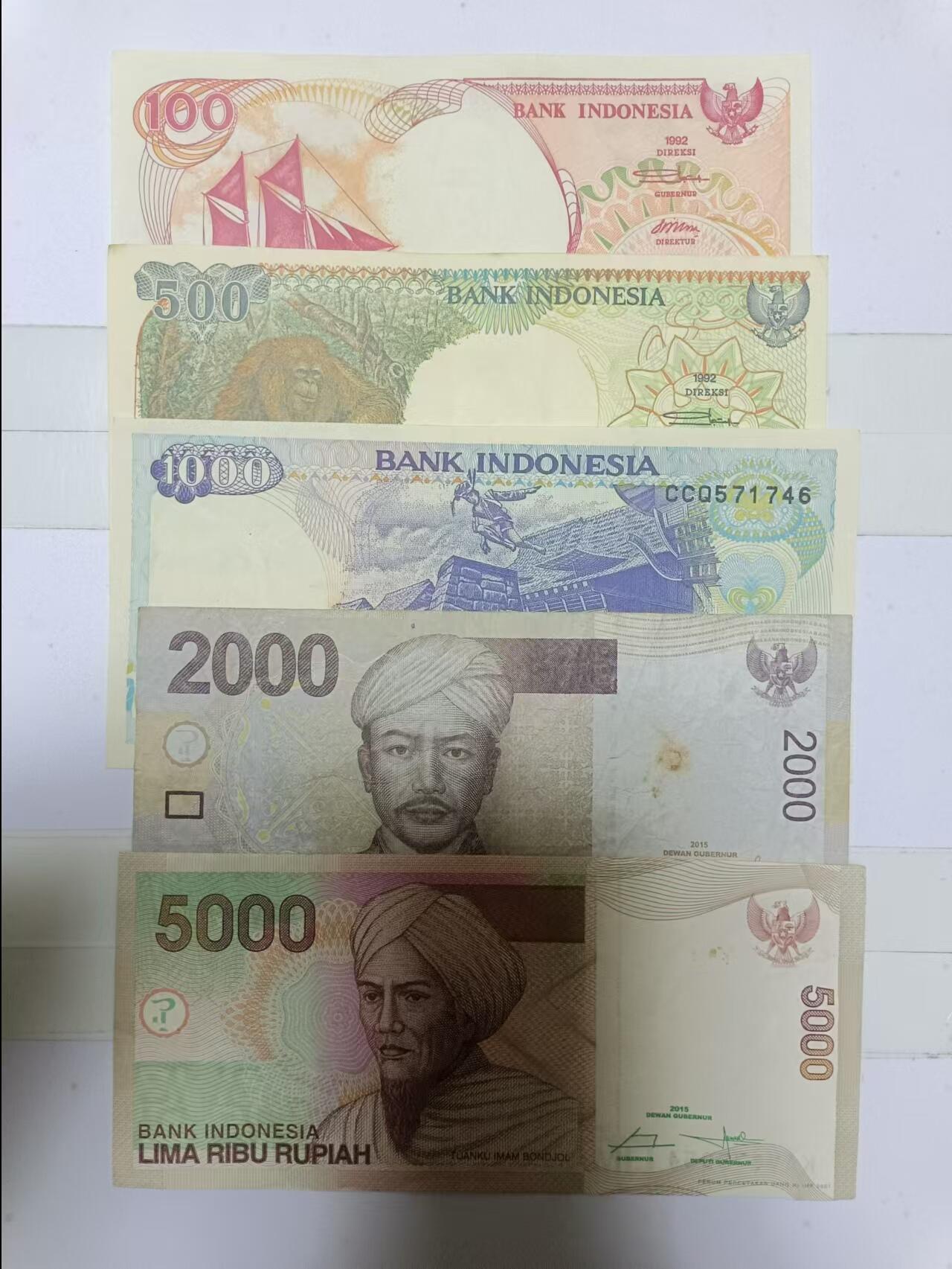 【20241213】非全新纸币第200场 印度尼西亚5张纸币各为不同版本