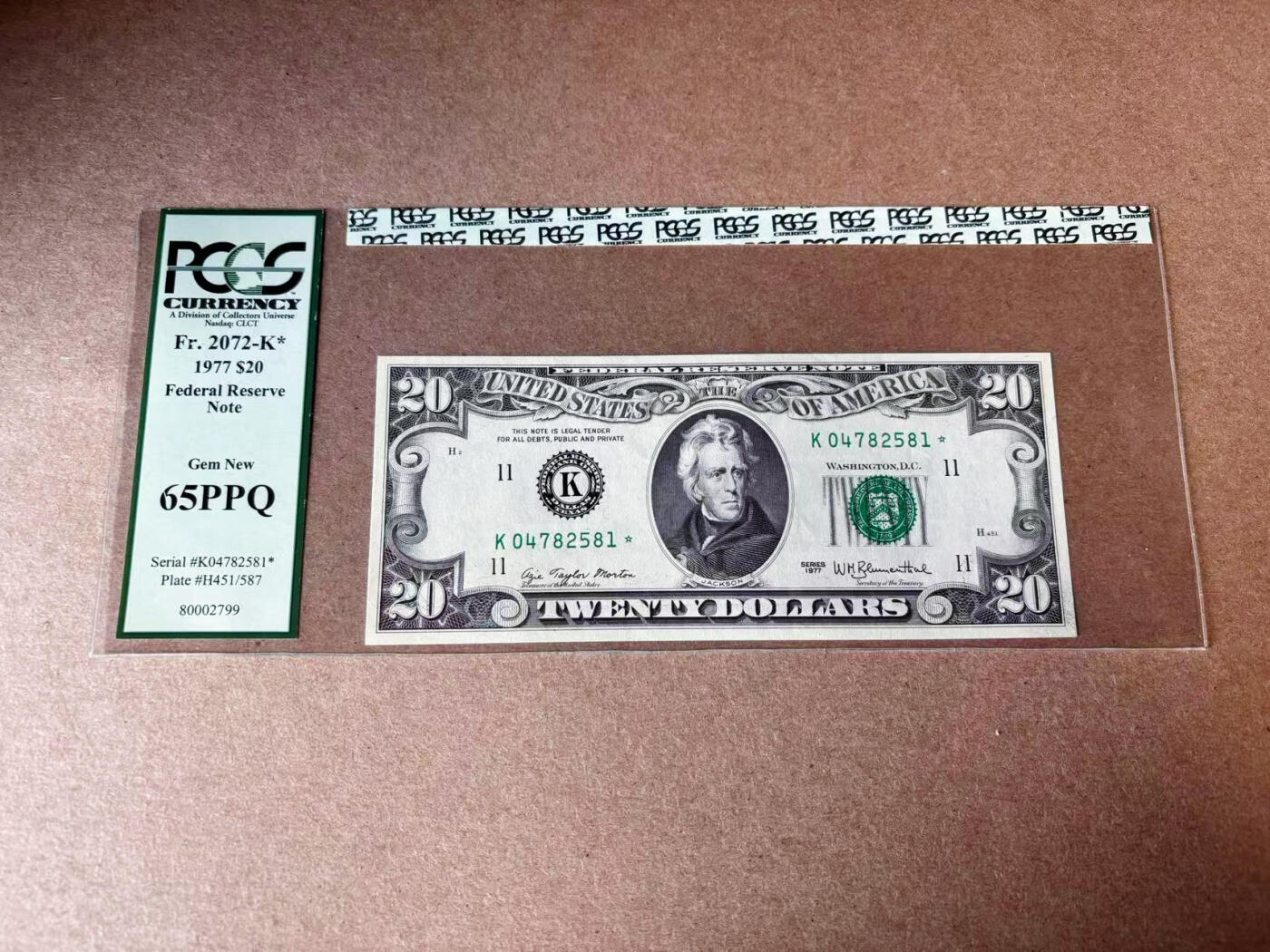 【Blue Auction】✨世界纸币精拍第594期【精】 【补号】美国 1977年20美金 PCGS65EPQ绿标  
