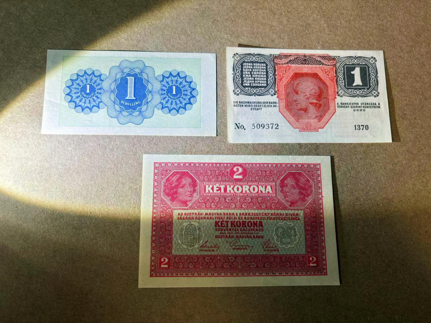 【Blue Auction】✨世界纸币精拍第594期【精】 【一组3张】奥地利早期 1-2克朗 AU/UNC-
