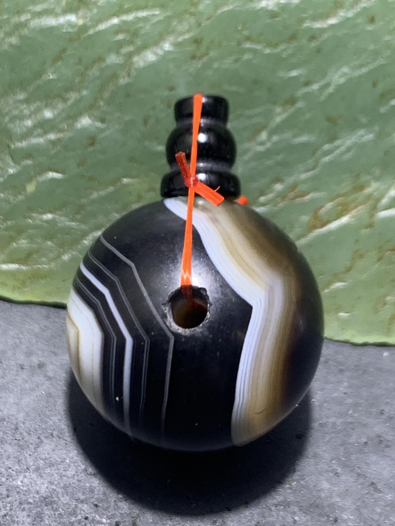 精品亚光双天眼药师玛瑙佛头三通一套