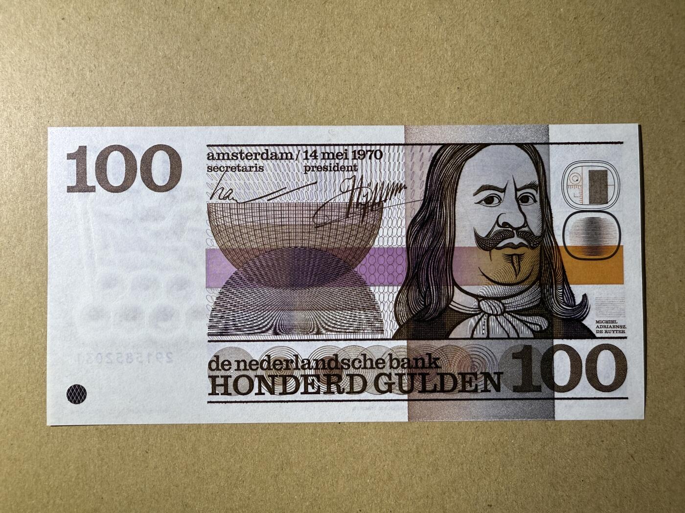 《张总收藏》179期-周日外币精品 荷兰100盾 UNC- 1970年人像版 无47