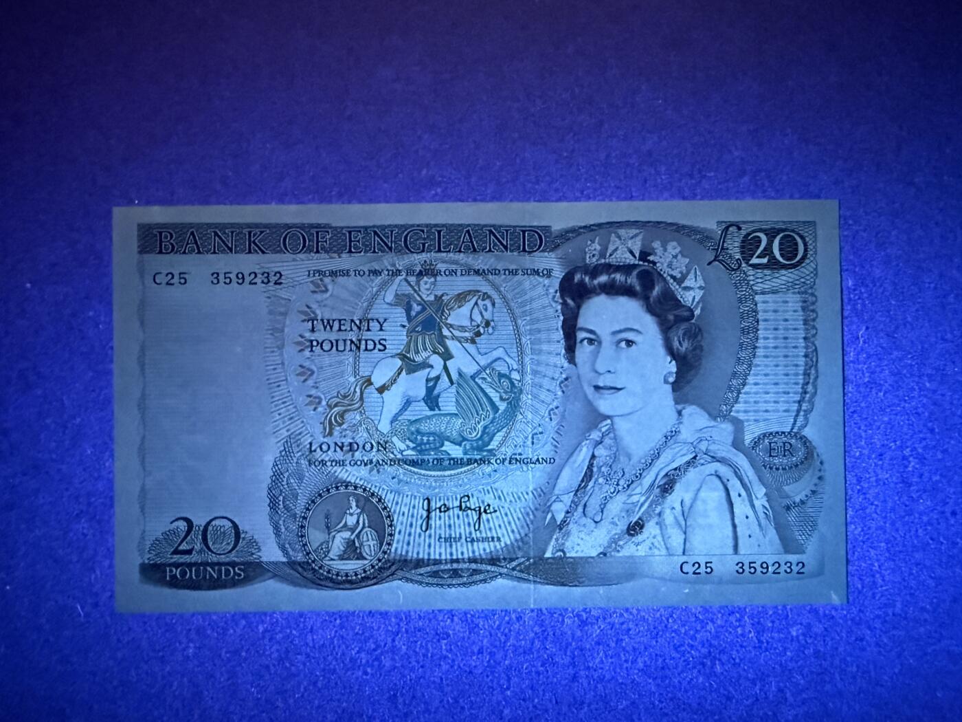 《张总收藏》179期-周日外币精品 英格兰20镑 UNC D序列 J.B. Page签名 无47