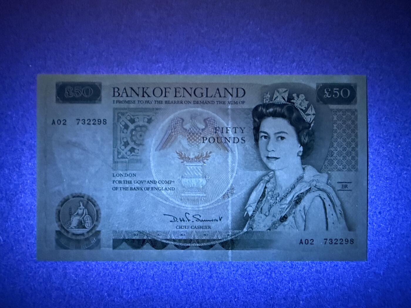 《张总收藏》179期-周日外币精品 英格兰50镑 UNC D序列 D.H.F. Somerset签名 无4