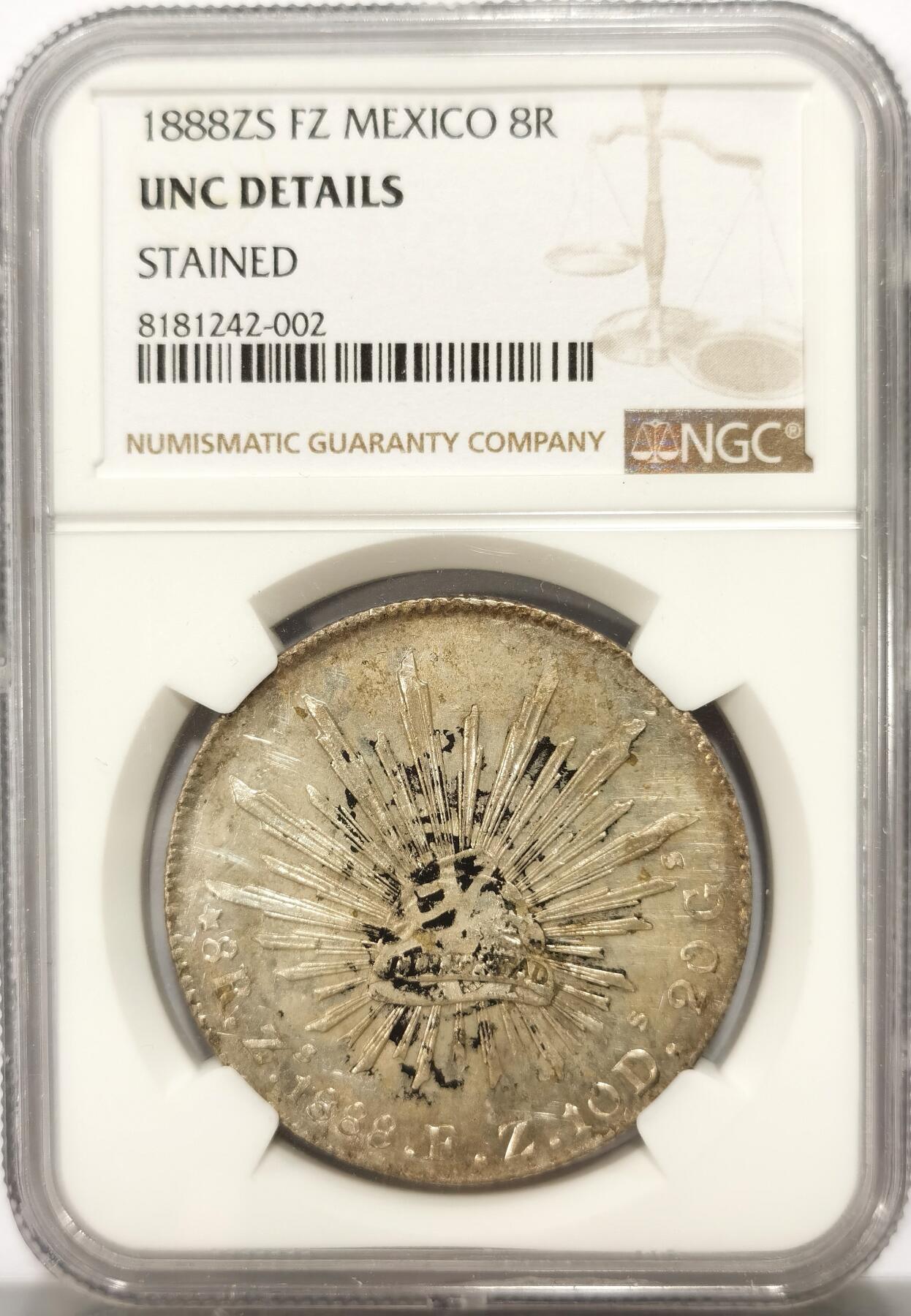 博洋堂世界钱币拍卖第103期（全场包邮） NGC UNC 墨西哥1888ZS FZ花边鹰洋 吉祥年份无戳春字墨印