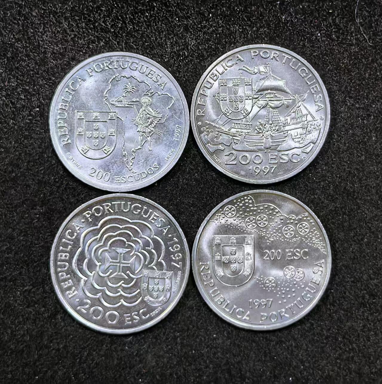 北京马甸外国币专卖微拍第130期，外国非贵金属流通币，纪念币，专场，陆续上新，欢迎关注 葡萄牙200埃斯库多纪念币，四枚/套