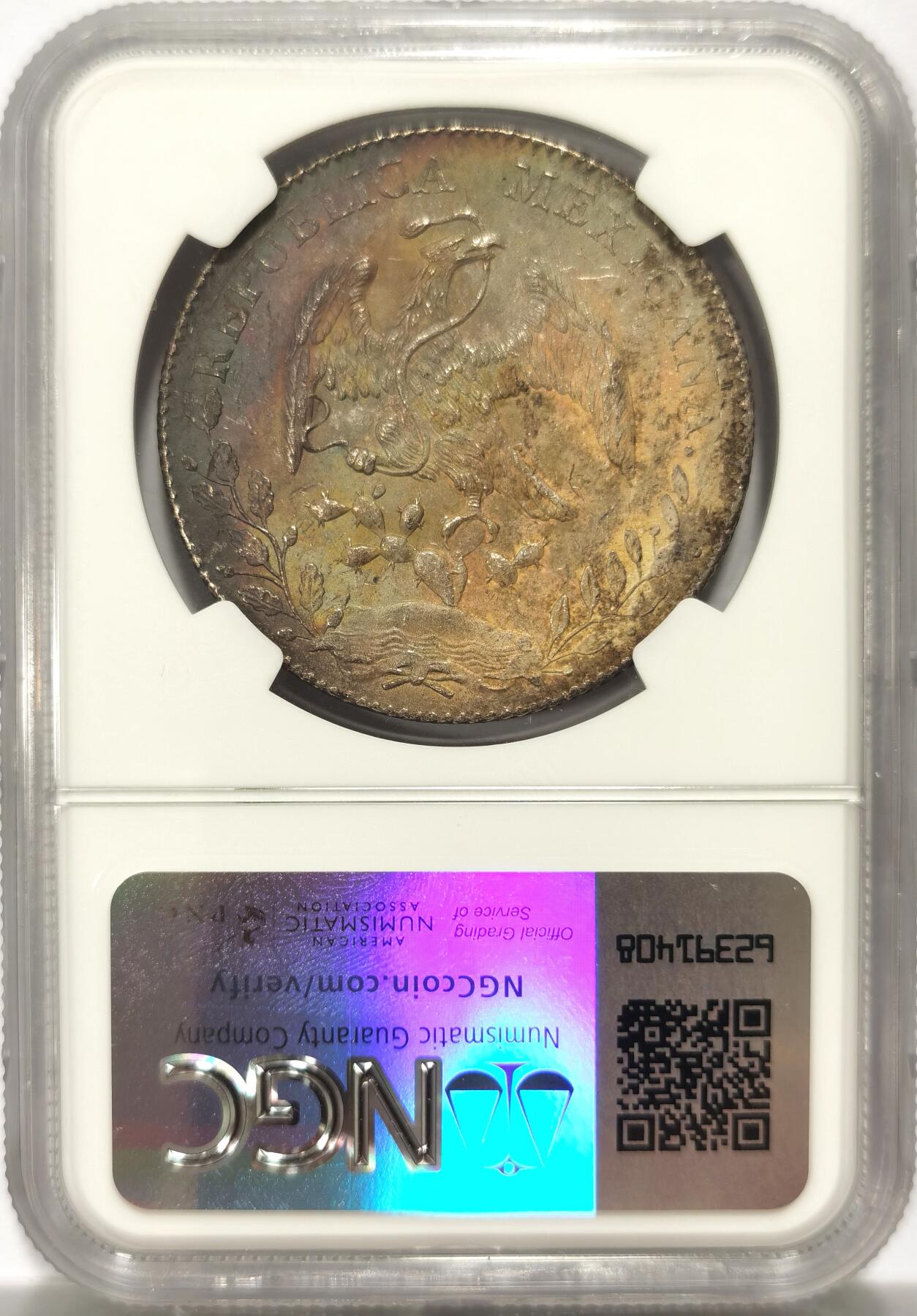 博洋堂世界钱币拍卖第106期（全场包邮） NGC MS61 墨西哥1897年ZS FZ版花边鹰洋，关门年份，完美窖藏五彩