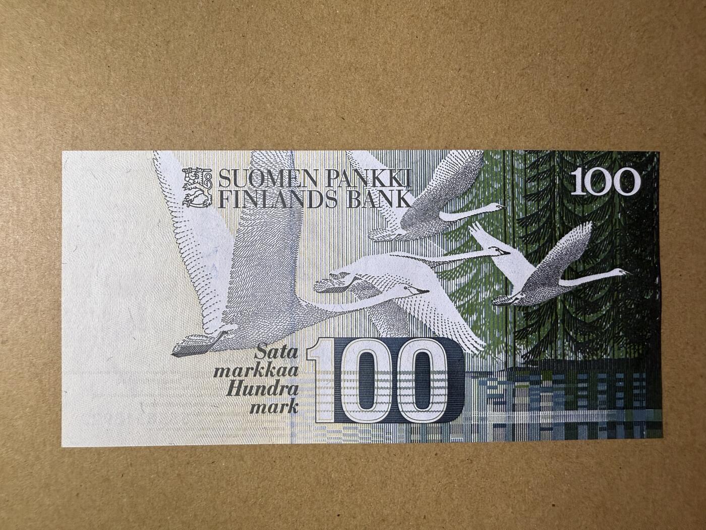 《张总收藏》179期-周日外币精品 芬兰100马克 UNC 1986年 芬兰作曲家西贝柳斯 无47