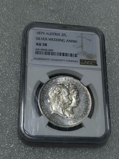 天下钱庄专场欢迎参拍 - 1879年 奥匈帝国 茜茜公主结婚2弗洛林银币 NGC AU58