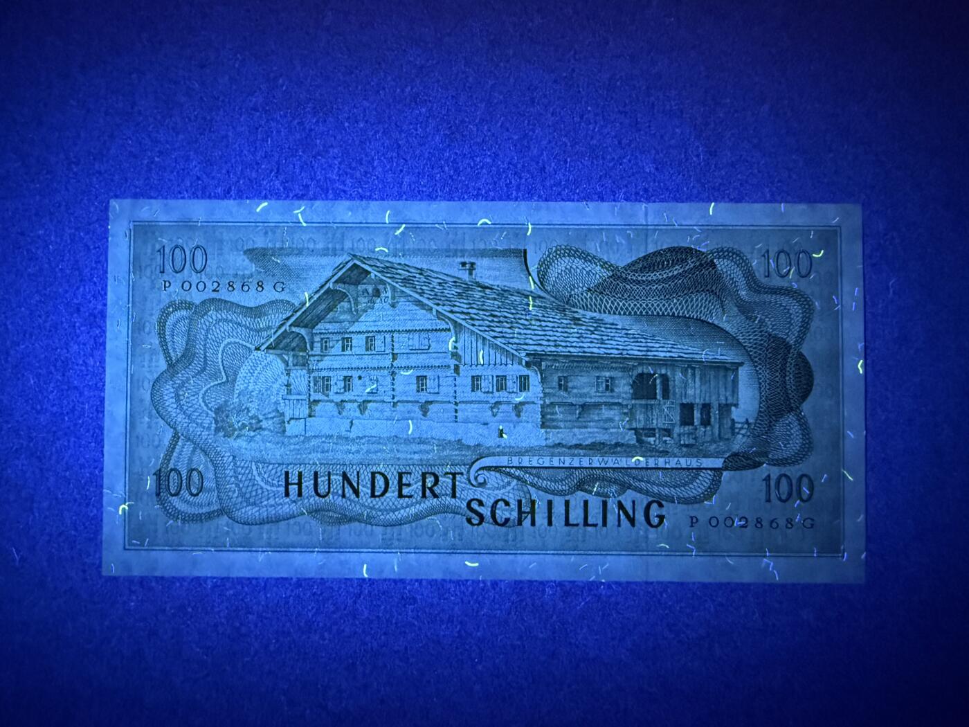 《张总收藏》179期-周日外币精品 奥地利100先令 UNC 1969年 瑞士女画家考夫曼 底部有一处荧光点 无47