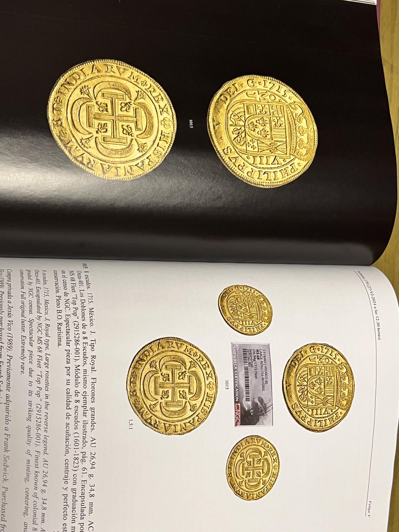 经典的塞加拉集藏拍卖 西班牙8埃斯库多金币 全手写版成交记录 加本人签名