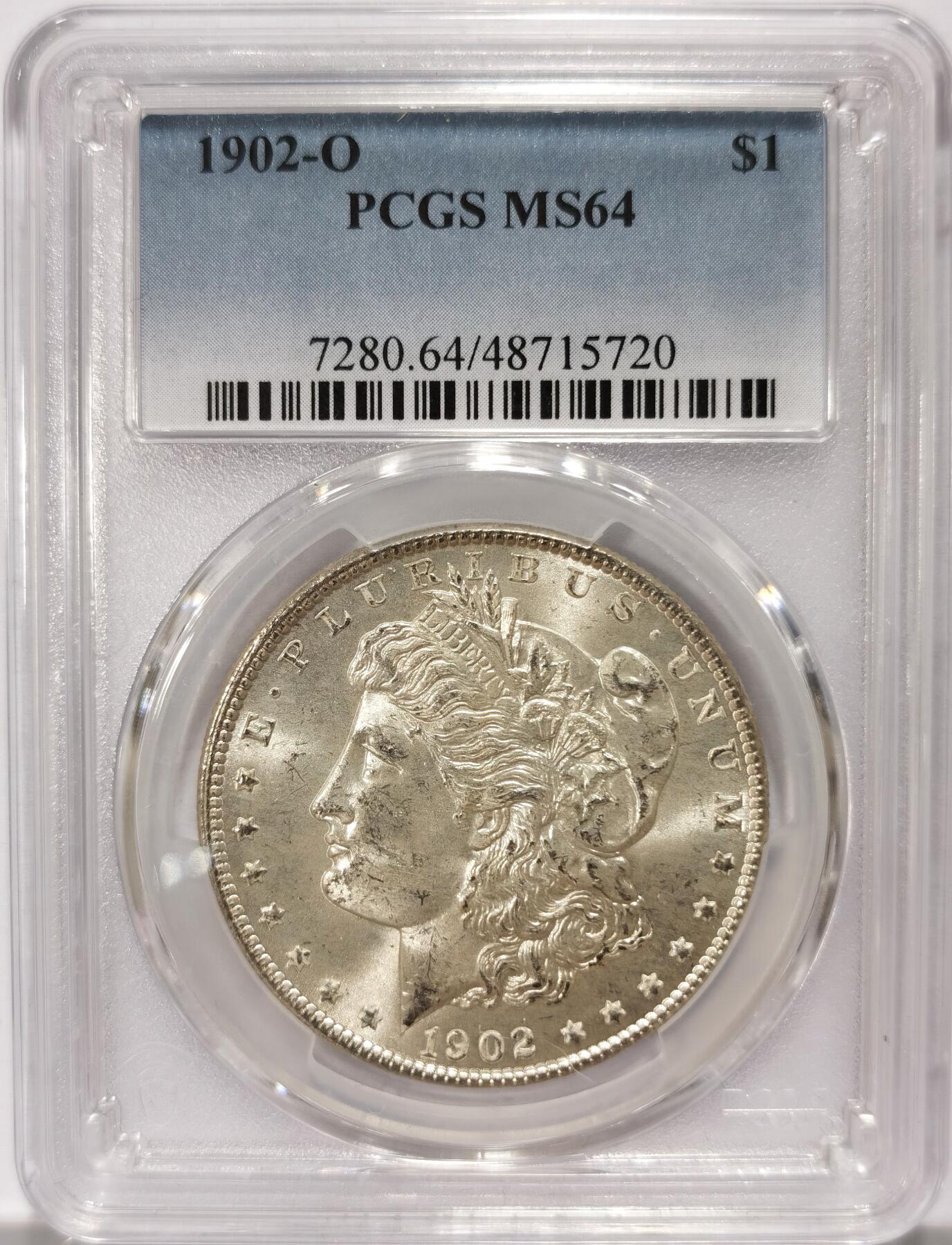 博洋堂世界钱币拍卖第103期（全场包邮） PCGS MS64 美国1902-O摩根大银币