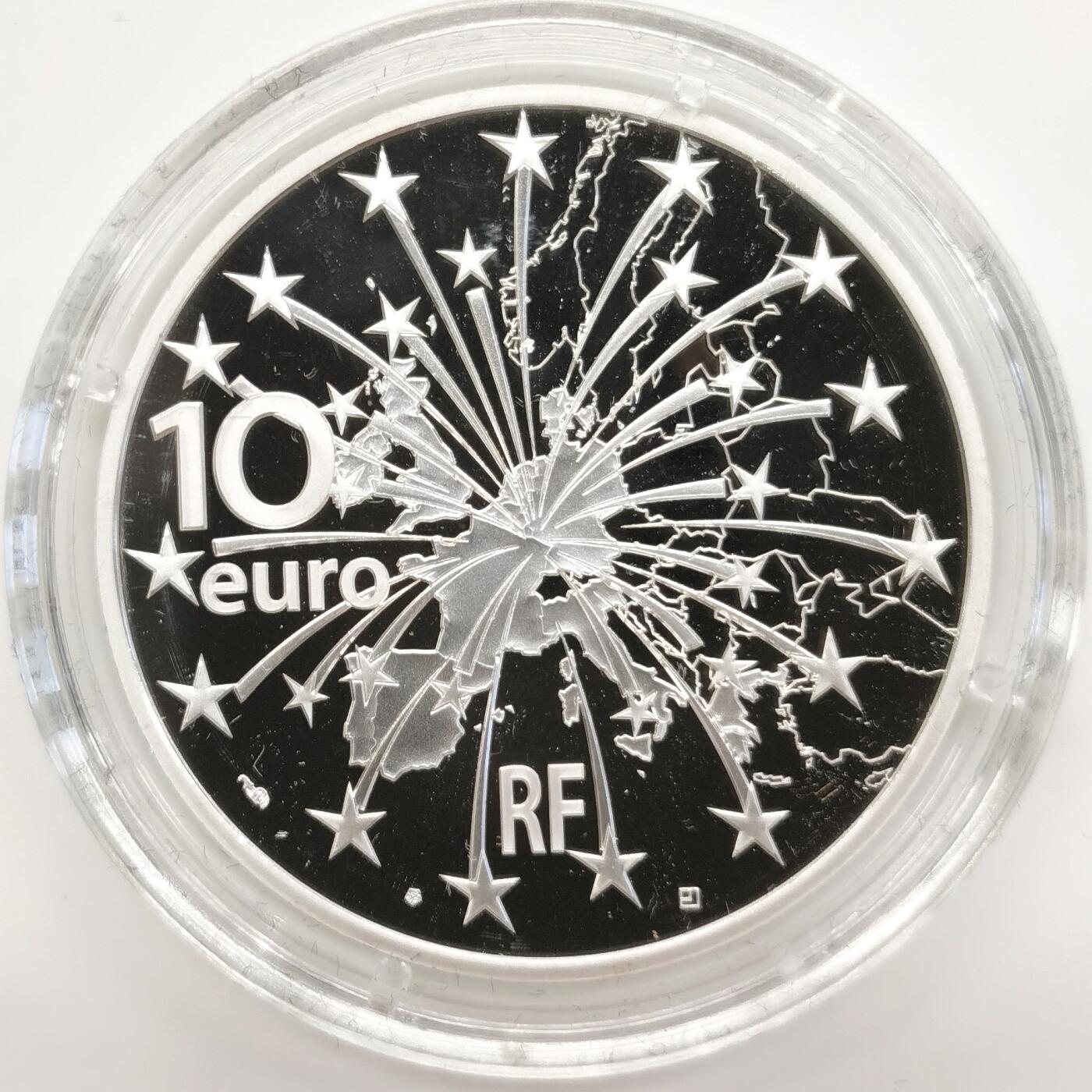 博洋堂世界钱币拍卖第103期（全场包邮） 法国2018年马斯特里赫特条约签订25周年10欧元精制纪念银币，22.2克900银，37mm，发行量3000枚，原盒证