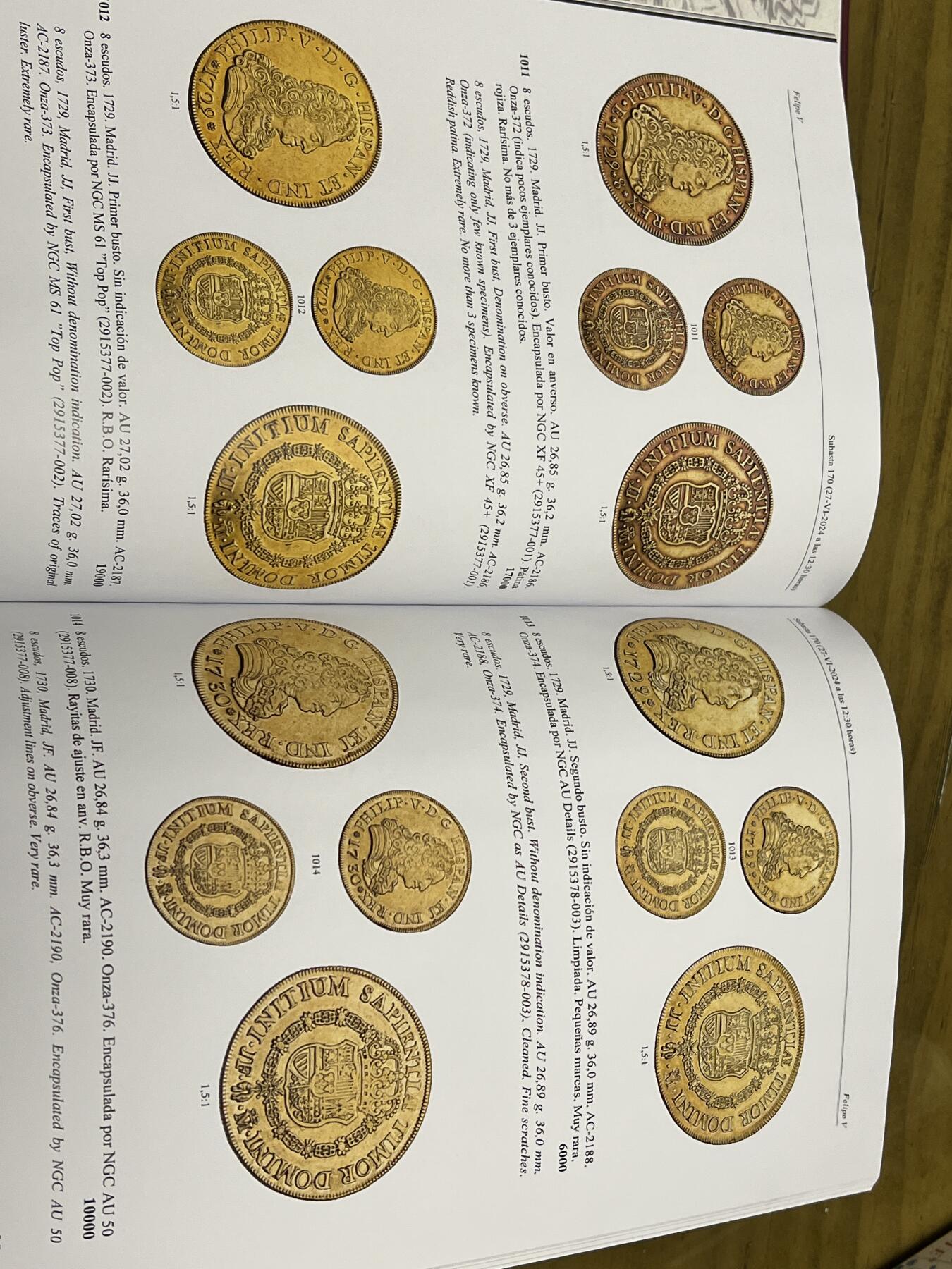 经典的塞加拉集藏拍卖 西班牙8埃斯库多金币 全手写版成交记录 加本人签名