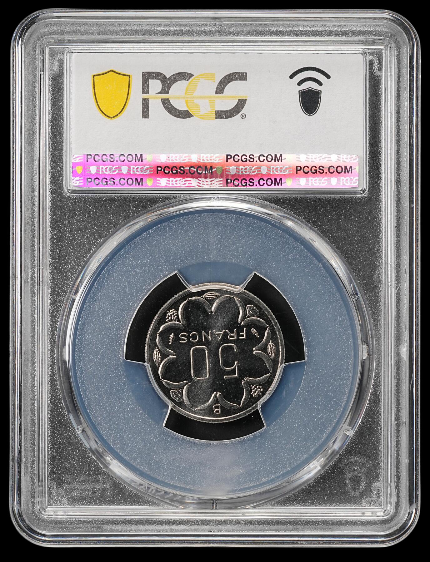 修遠堂世界钱币第五十期 全场包邮 PCGS SP68 1976年中非共和国50法郎样币 ESSAI B厂铭