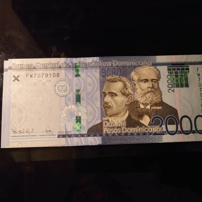 【世界钱币】精选微拍第154期暨2024年第66期～部分新品卖剩品种展销 2023年最新版多米尼加2000比索 全新绝品无4尾号108