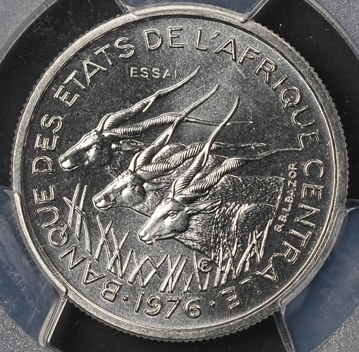 修遠堂世界钱币第五十期 全场包邮 PCGS SP67 1976年中非共和国50法郎样币 ESSAI C厂铭