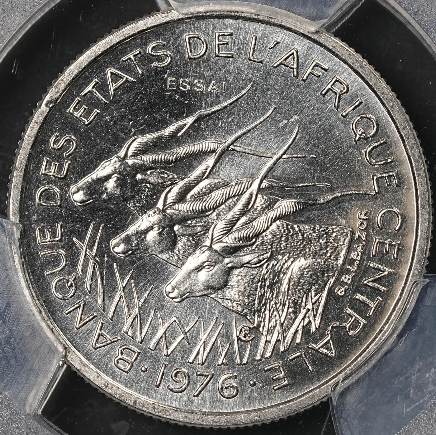 修遠堂世界钱币第五十期 全场包邮 PCGS SP67 1976年中非共和国50法郎样币 ESSAI E厂铭