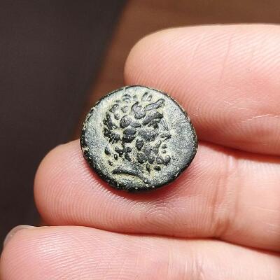 古希腊医药之神埃斯科拉庇俄斯和蛇杖图铜币 b33-26