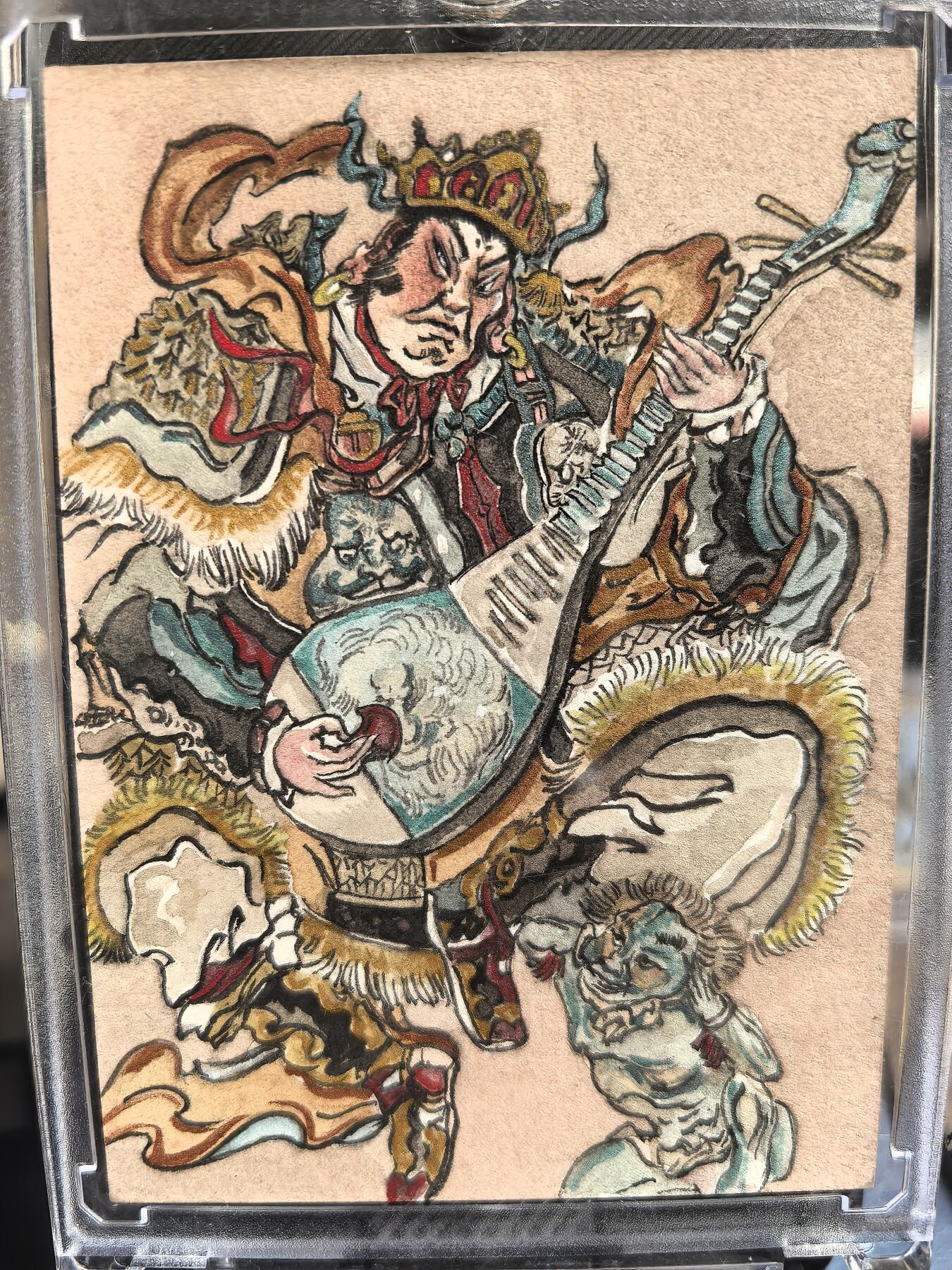 阳大大卡牌超级大甩拍第30期（固定周五晚上八点截拍，持续收拍品，进群福利早知道） 【手绘卡】顶级画师 陈 四大天王之持国天王 压小鬼洒金粉 威风凛凛