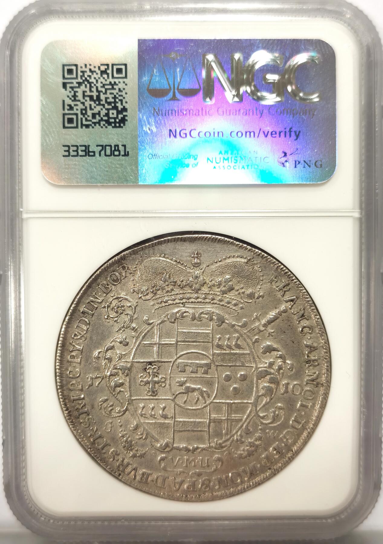 博洋堂世界钱币拍卖第103期（全场包邮） NGC AU 德国1710年明斯特主教区泰勒大银币，稀见品种