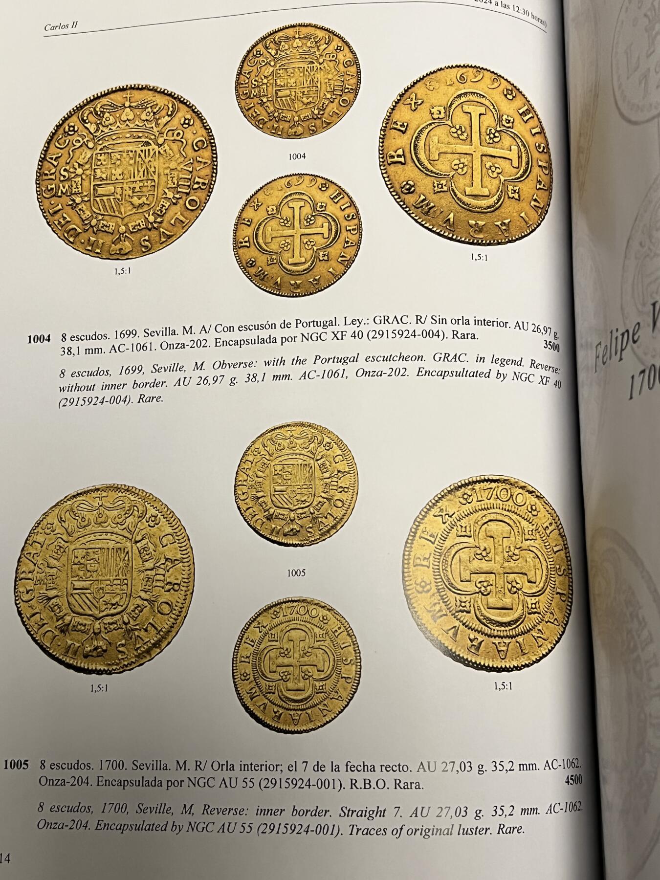经典的塞加拉集藏拍卖 西班牙8埃斯库多金币 全手写版成交记录 加本人签名