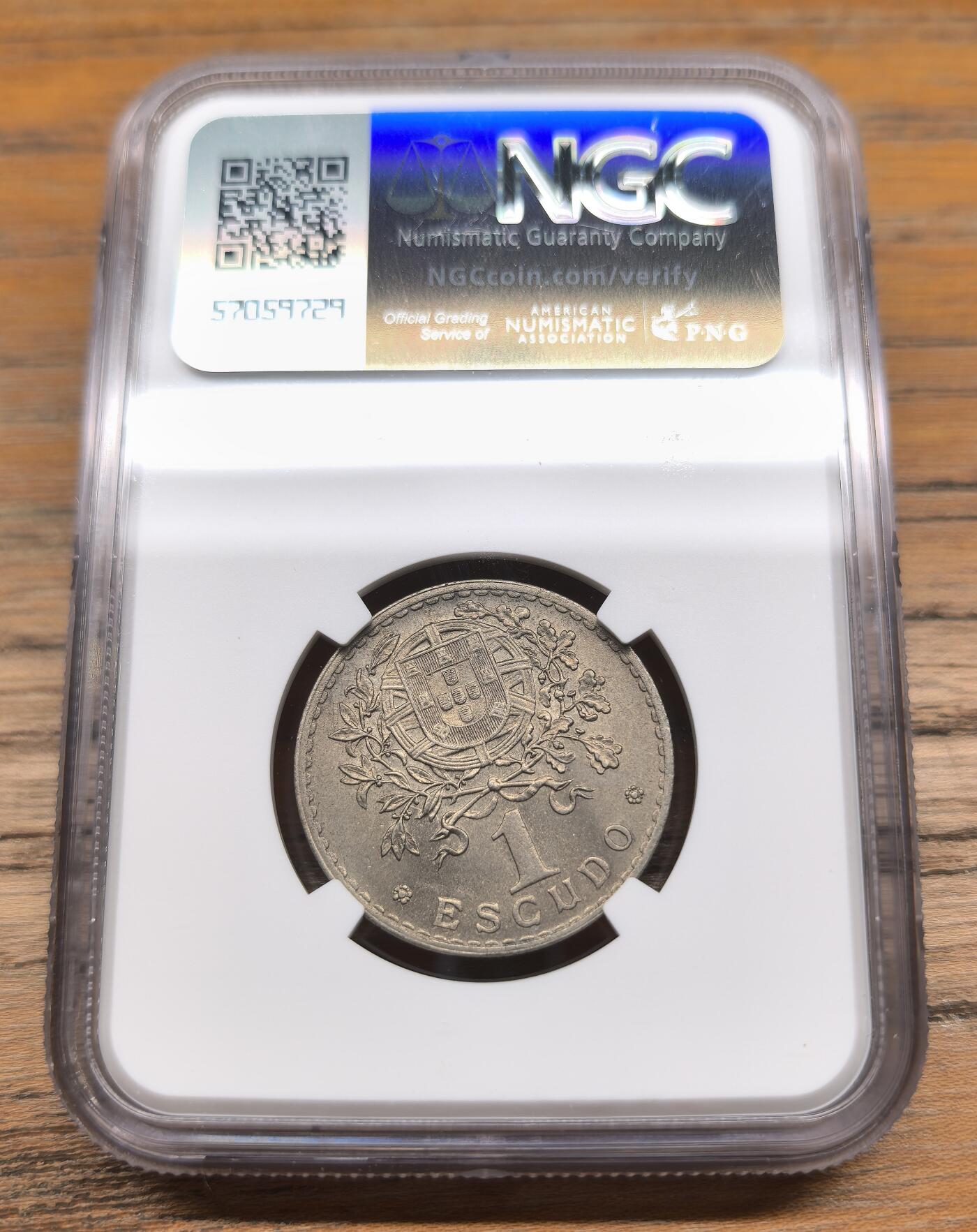 凡希社世界钱币微拍第二百九十三期 1928葡萄牙女神版ESCUDO NGC-MS64，早期年份，MS绝对罕见，书价高。