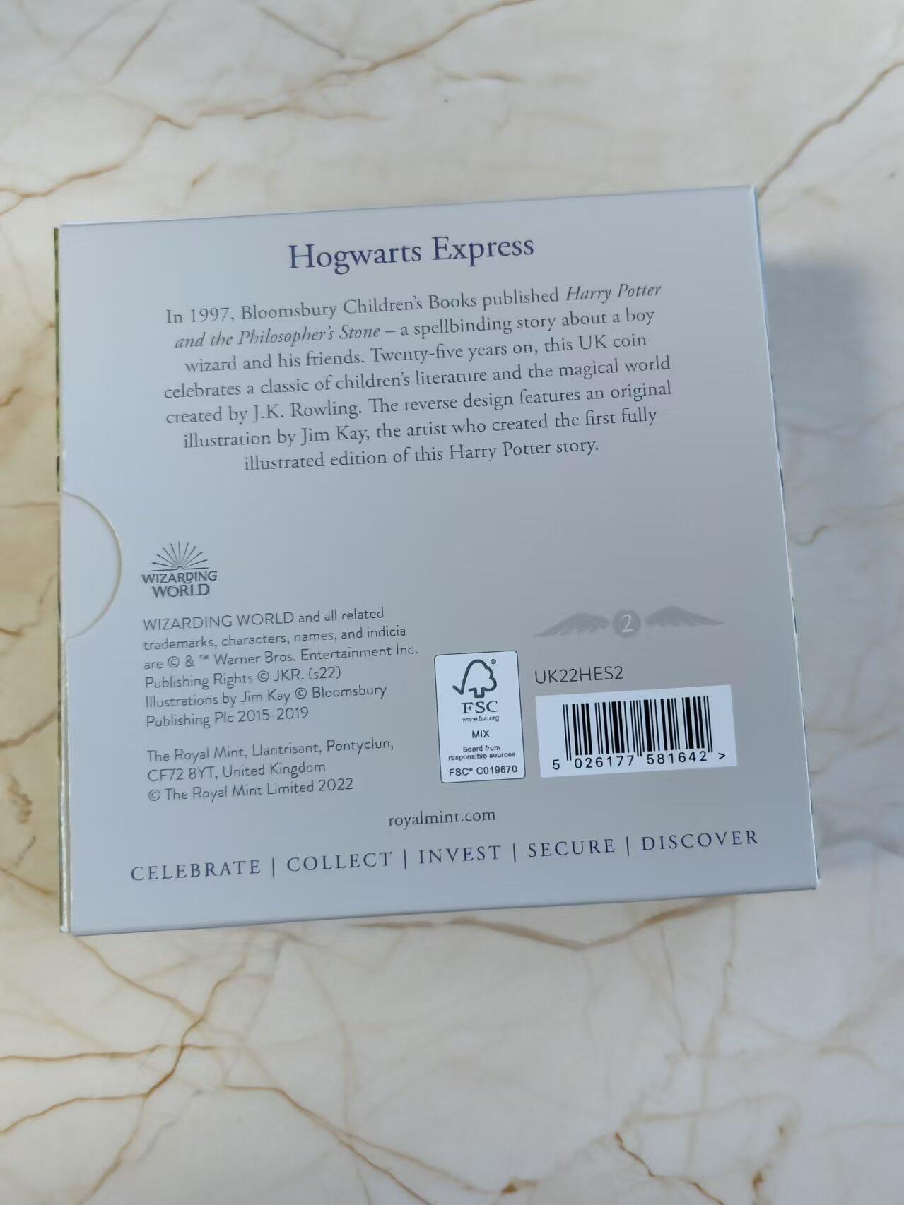 第168期拍卖【长期征集拍品】 英国2022年哈利波特2霍格沃茨特快列车2盎司纪念银币NGC-PF69原盒证书，999银，发行量750枚