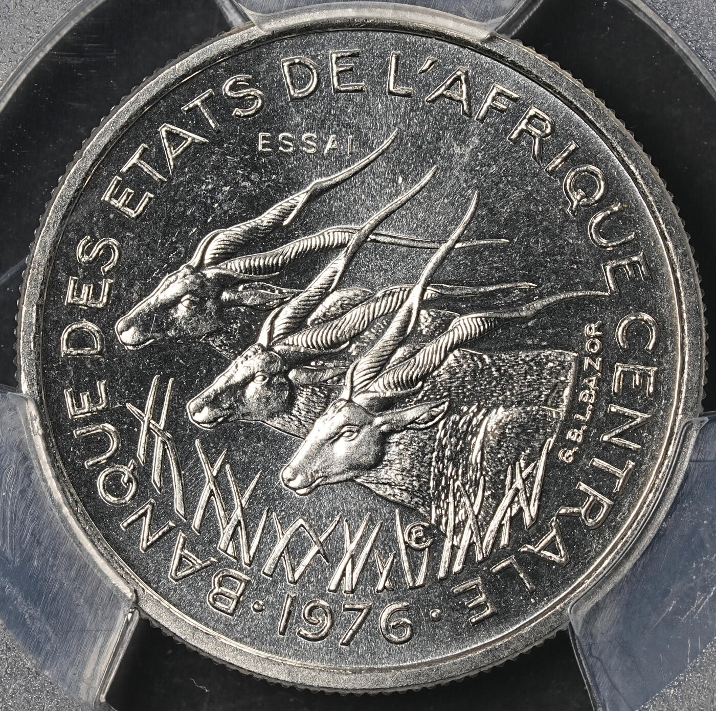 修遠堂世界钱币第五十期 全场包邮 PCGS SP68 1976年中非共和国50法郎样币 ESSAI B厂铭
