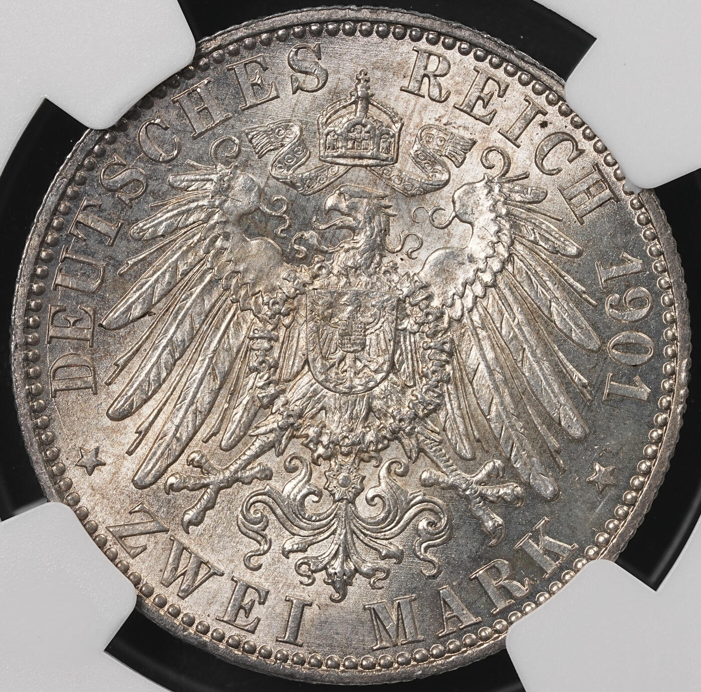 修遠堂世界钱币第五十期 全场包邮 NGC MS63 1901年普鲁士建国200周年2马克银币