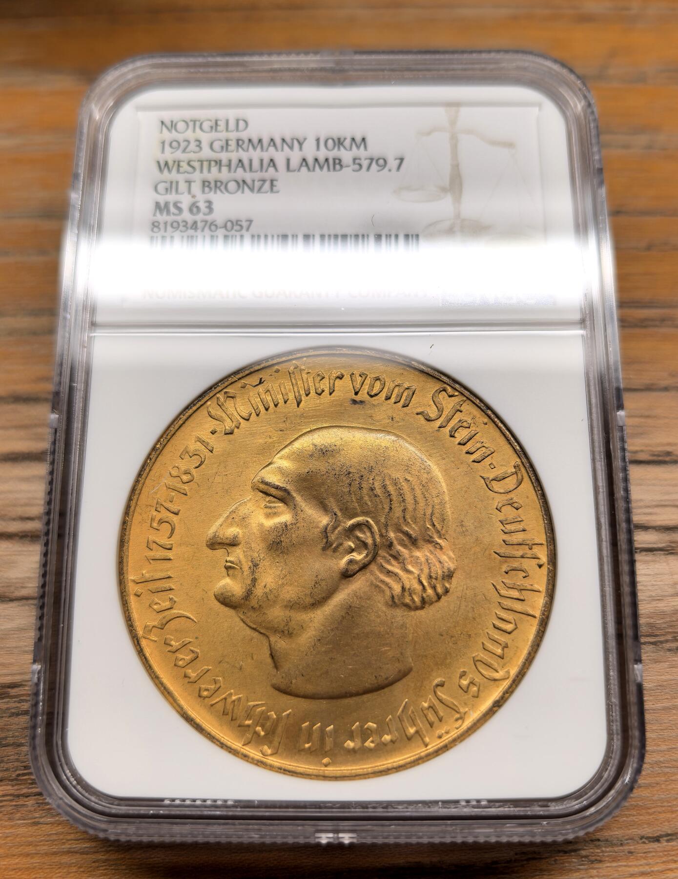凡希社世界钱币微拍第二百九十三期 1923德国威斯特伐利亚马币10000马克NGC-MS63