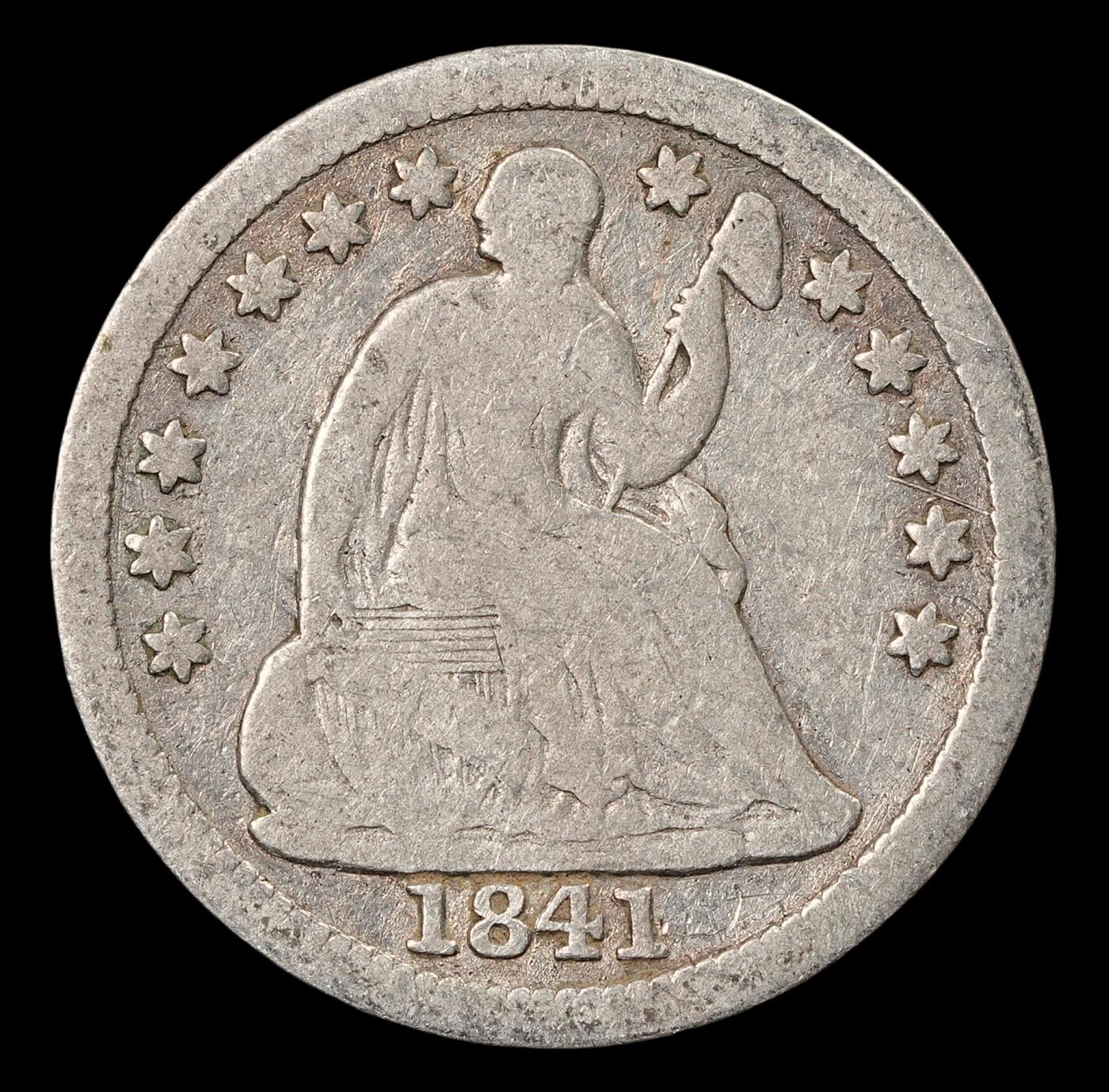 修遠堂世界钱币第五十期 全场包邮 1841年美国5美分银币 1.25g