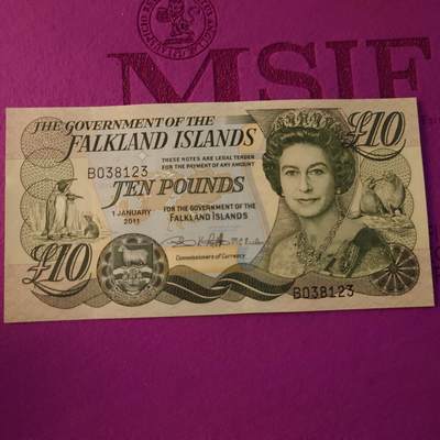 【世界钱币】精选微拍第154期暨2024年第66期～部分新品卖剩品种展销 2011年福克兰群岛10镑 全新绝品无47尾号123