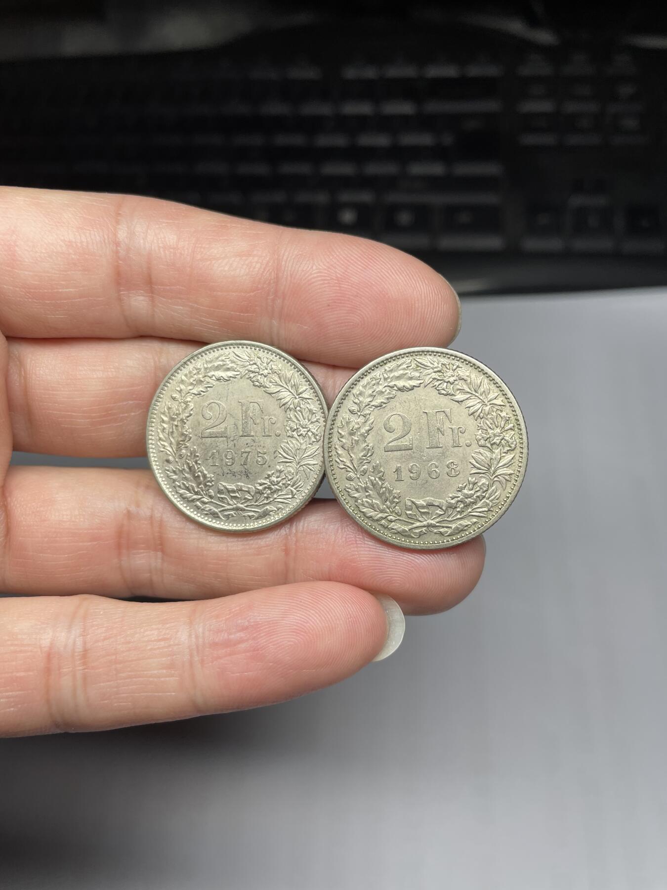 每日一拍，2024年集古藏今外币拍卖第十九期-第3场—（总第183拍），可以寄存60天，满160元包邮。 1968年瑞士2法郎2枚