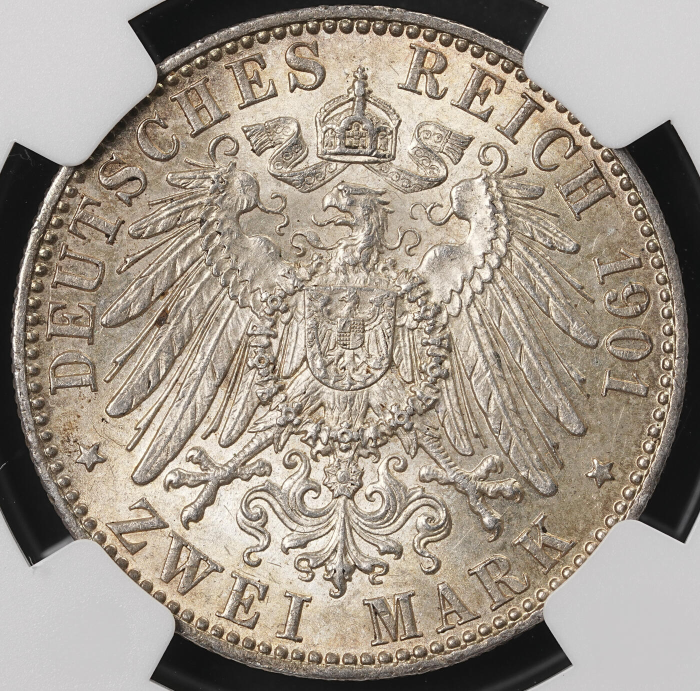 修遠堂世界钱币第五十期 全场包邮 NGC MS62 1901年普鲁士建国200周年2马克银币