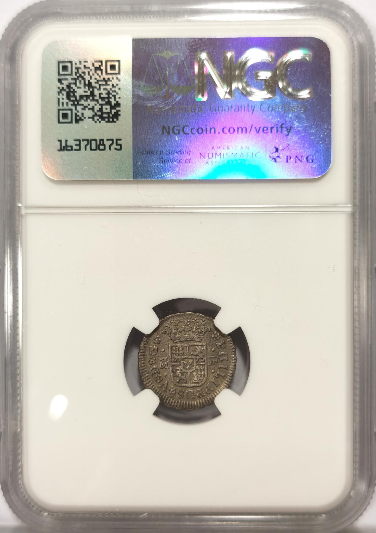 博洋堂世界钱币拍卖第103期（全场包邮） NGC AU50 西班牙1740年M JF本土1/2R银币，唯一冠军分！