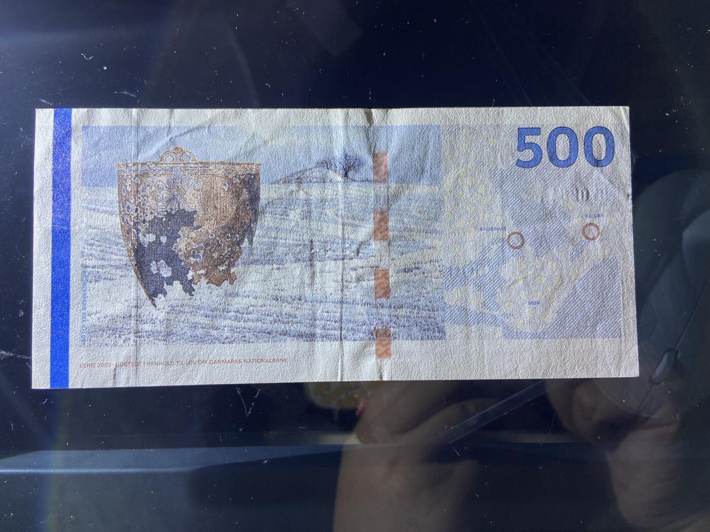【炜奕收藏】，第二十期，裸钞专场 【AA冠】丹麦500克朗，流通好品，AA冠