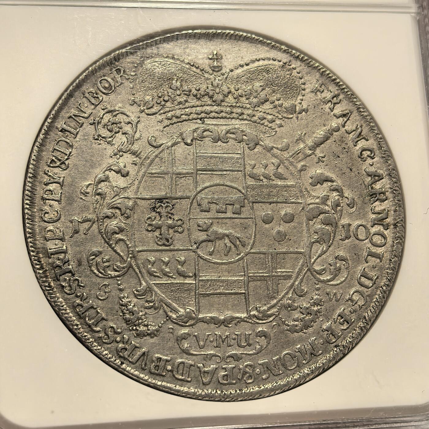 博洋堂世界钱币拍卖第103期（全场包邮） NGC AU 德国1710年明斯特主教区泰勒大银币，稀见品种