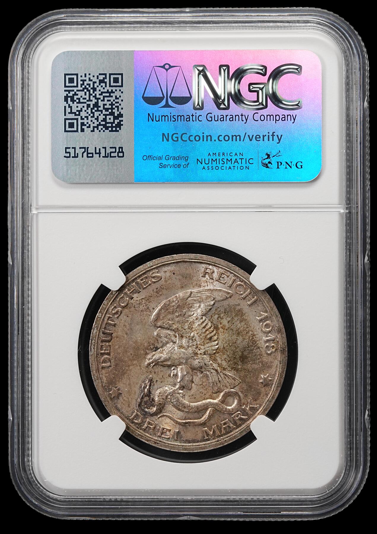 修遠堂世界钱币第五十期 全场包邮 NGC MS64 1913年普鲁士战胜拿破仑百年纪念3马克银币