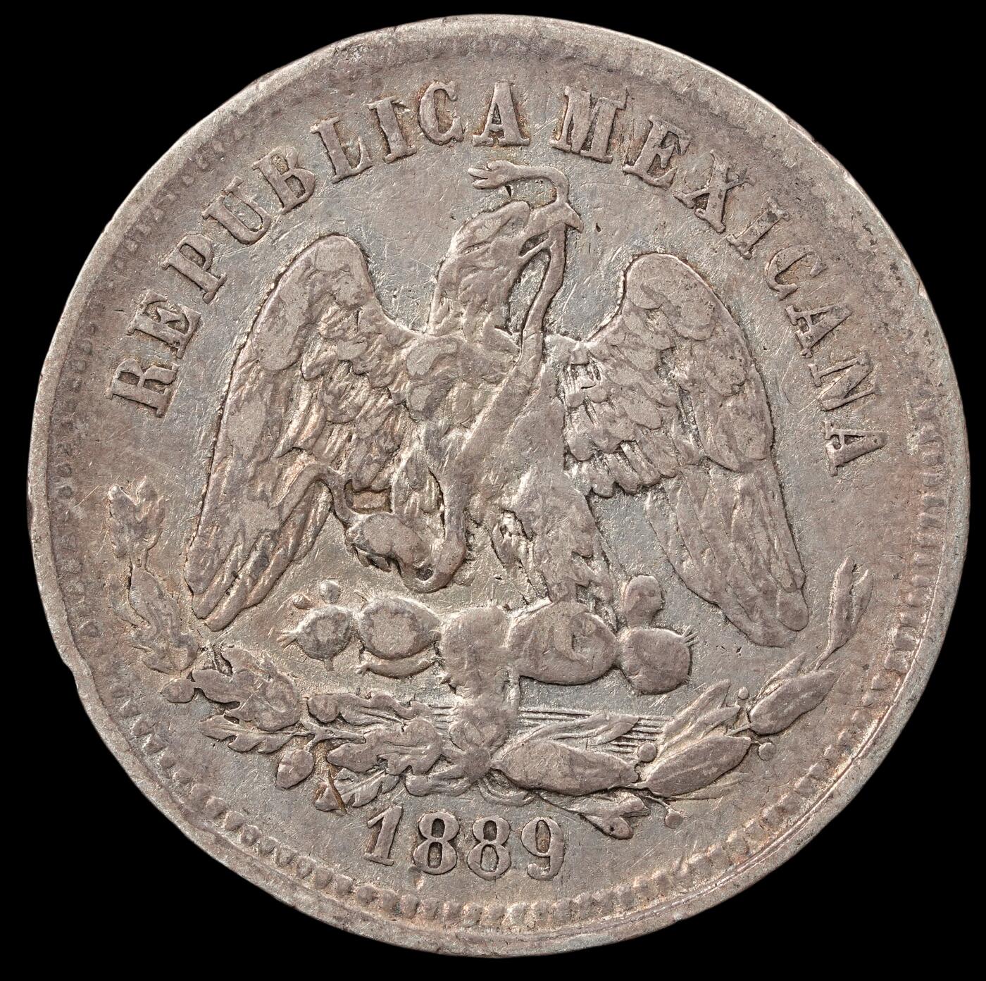 修遠堂世界钱币第五十期 全场包邮 1889年墨西哥天枰鹰25分银币 6.55g