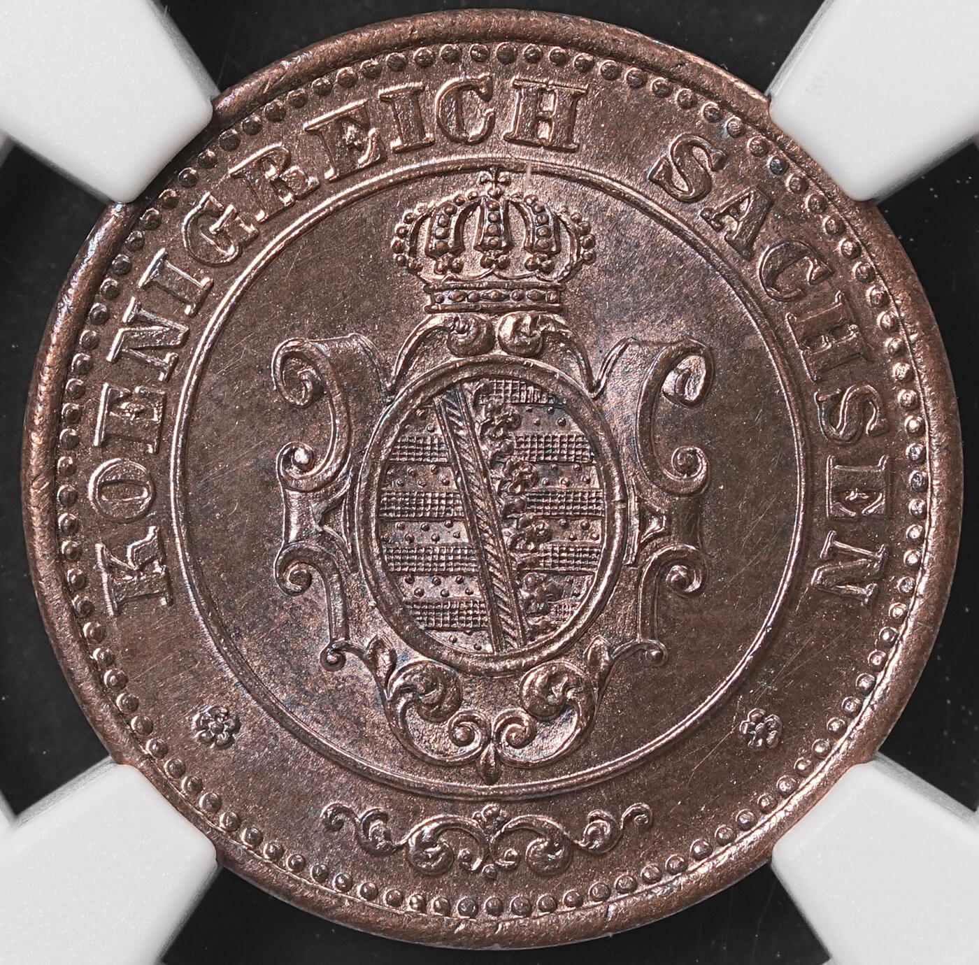 修遠堂世界钱币第五十期 全场包邮 NGC MS65RB 1863年萨克森2芬尼铜币 唯一冠军分