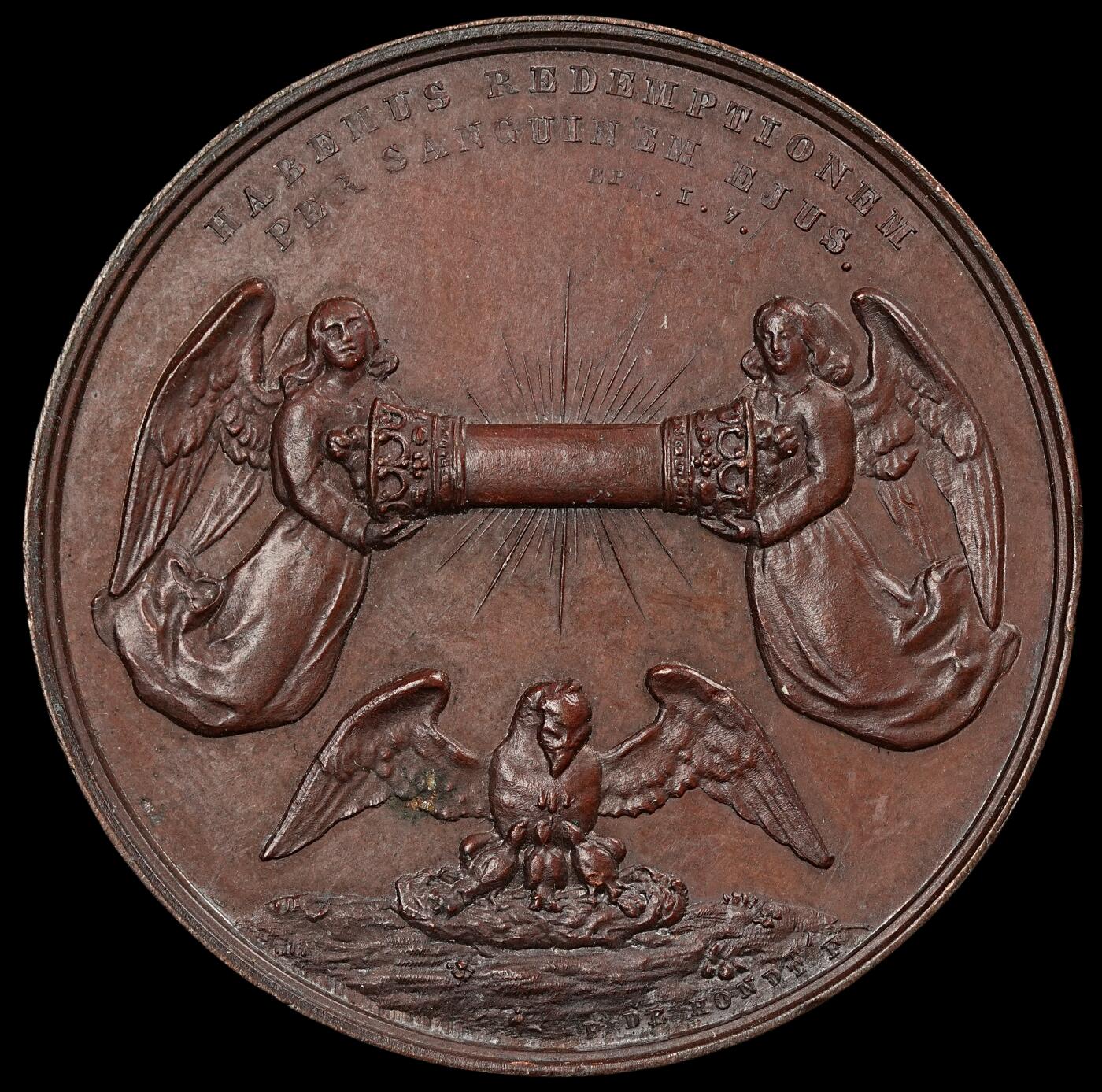 修遠堂世界钱币第五十期 全场包邮 1869年比利时布鲁日圣血纪念大铜章 47.80mm，51.50g
